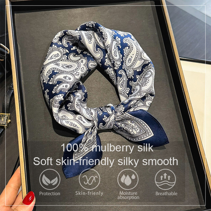 Silk Neck Scarf - Luxus 100% Maulbeerseide Schal Frauen Paisley