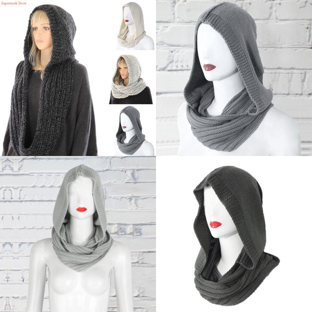 Infinity Scarf Knit - Q5WE Winter-Damen-Schal mit dickem Zopfmuster, gerippt,