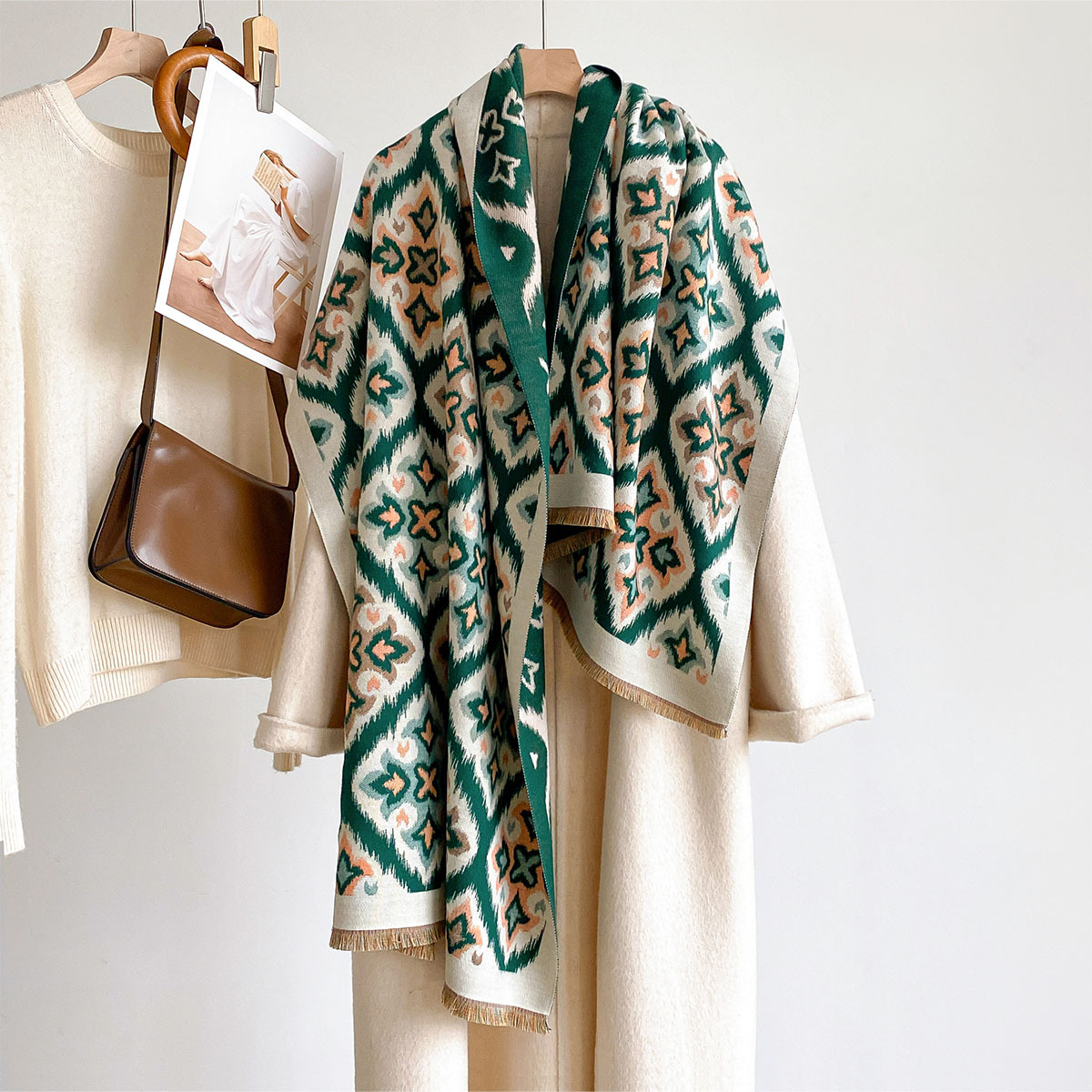 Woven Scarf Blanket - Damen Wendeschal aus Kaschmir-Imitat, Winter, dick,