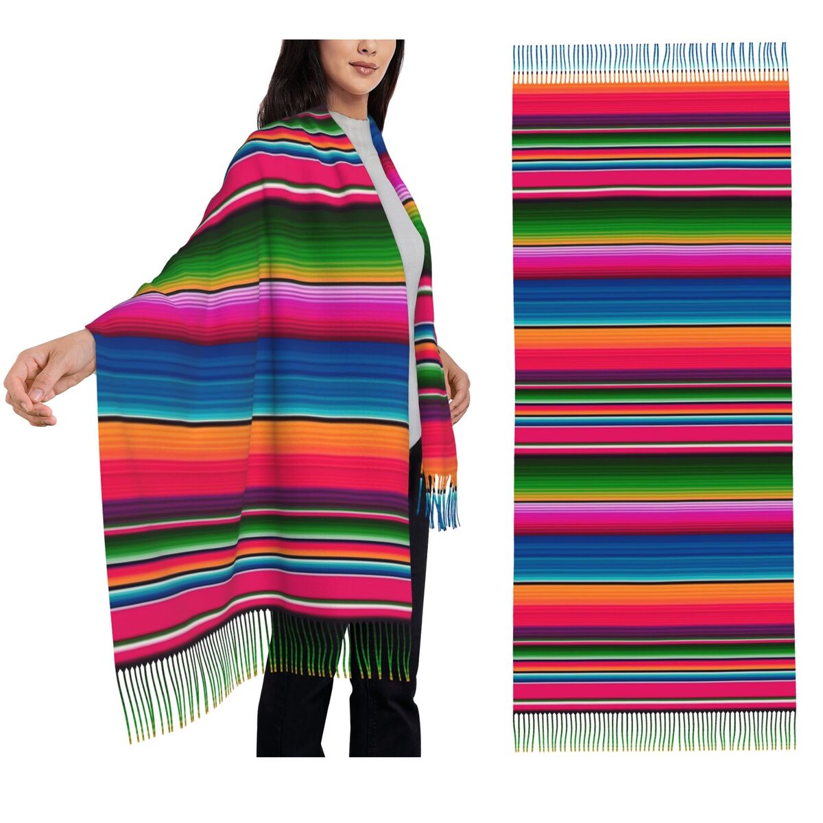 Mexikanische Decke, gestreift, – Woven Scarf Blanket Bewertung und Preis