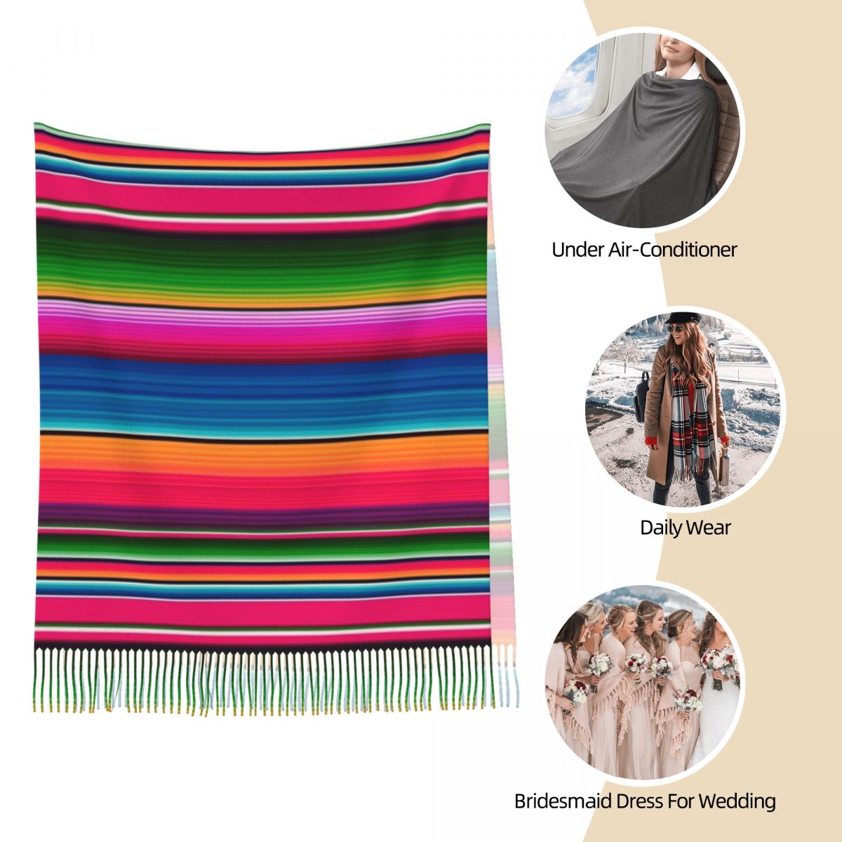 Mexikanische Decke, gestreift, – Woven Scarf Blanket Bewertung und Preis